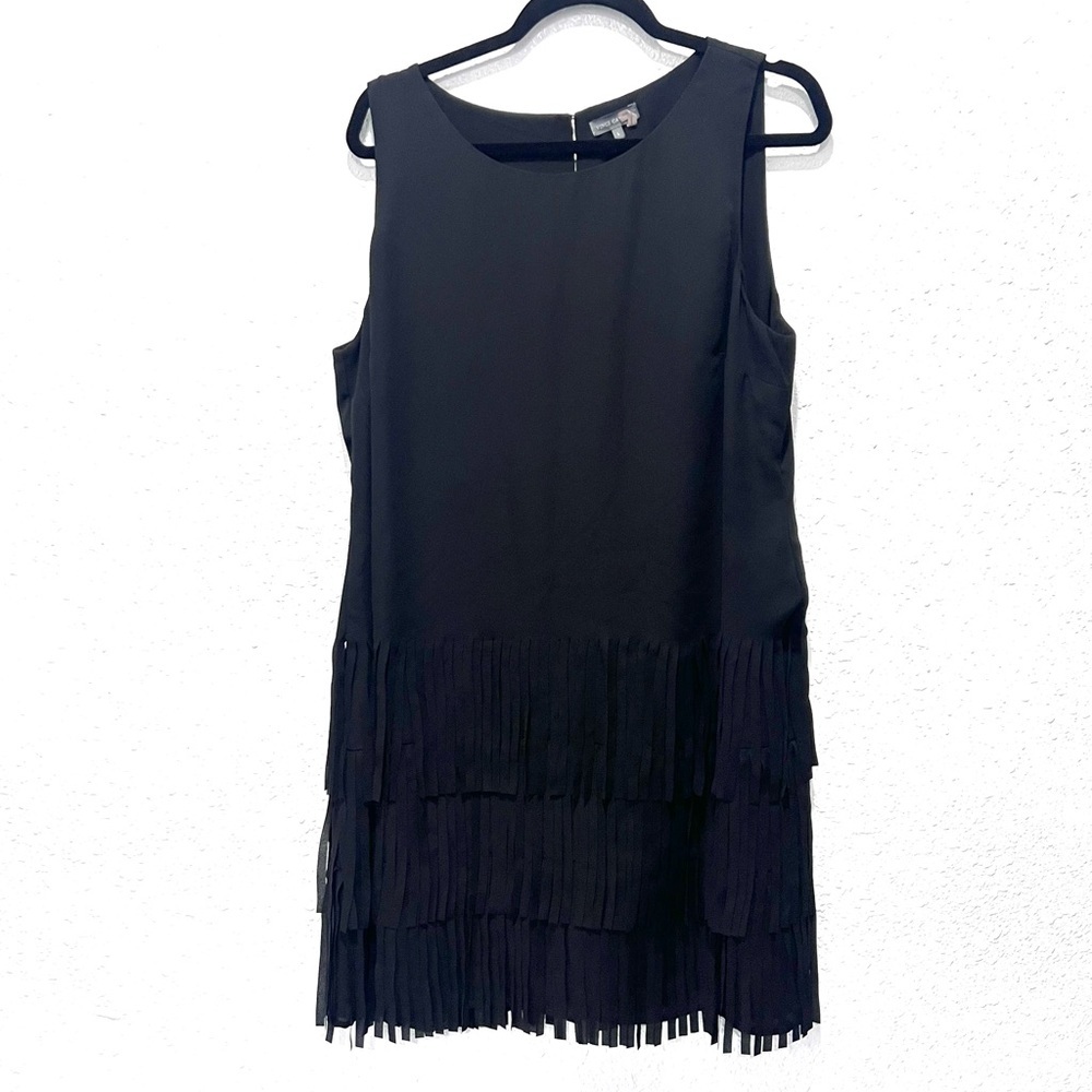 Vince Camuto Black Sheath Mini Dress Scoop Neck Sleeveless L